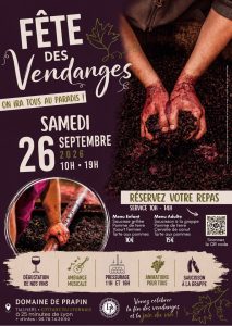 FETE DES VENDANGES 2026 AU DOMAINE DE PRAPIN COTEAUX DU LYONNAIS LE SAMEDI 26 SEPTEMBRE 2026