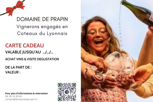 CARTE CADEAU DOMAINE DE PRAPIN COTEAUX DU LYONNAIS